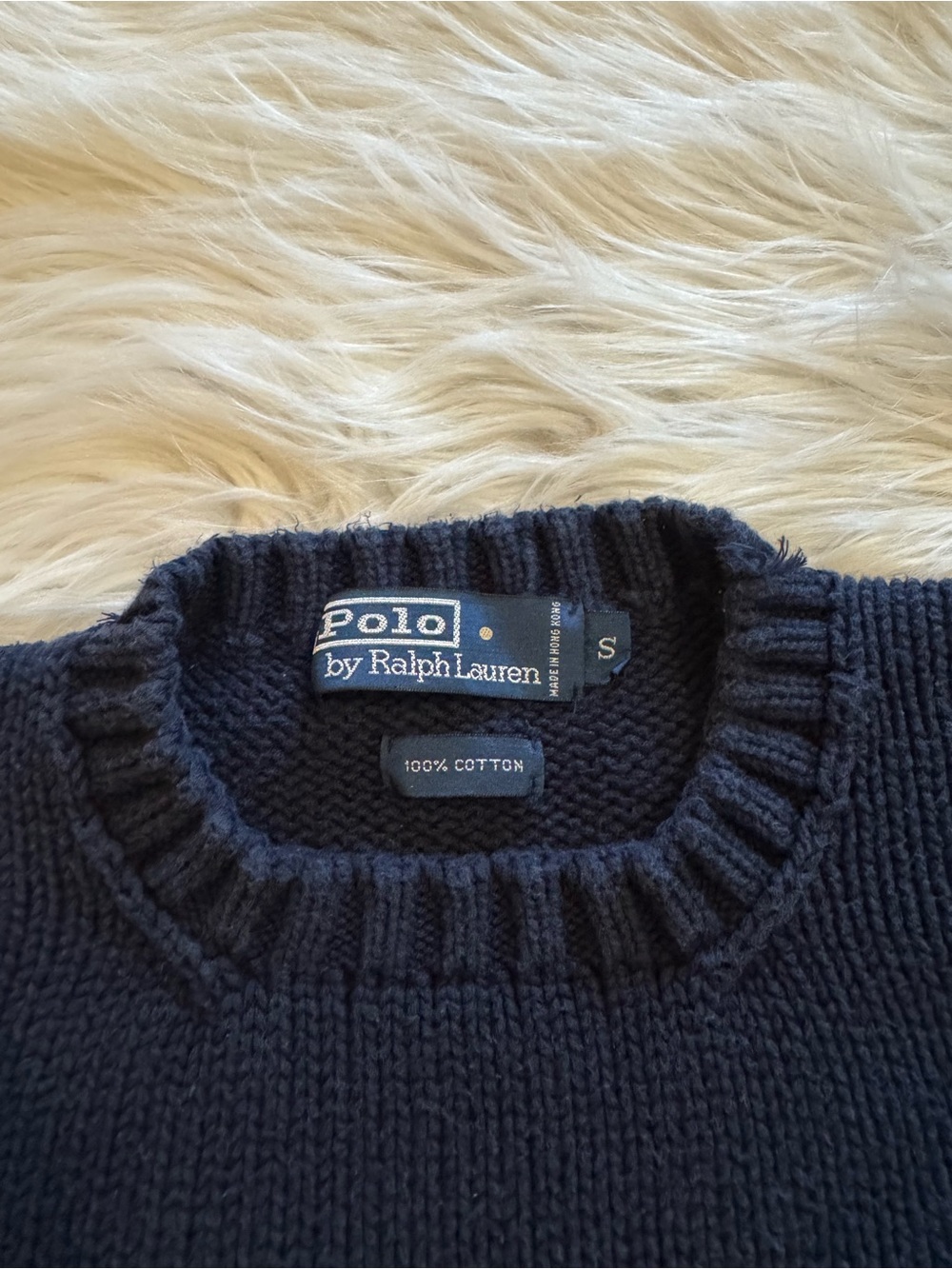 Polo Ralph Lauren American Flag Sweater USA Knit Crewneck Navy Blue Size Small - Picture 4 of 6